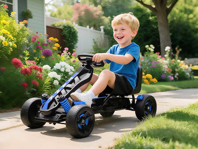 Kinder pedaalkart - blauw - afbeelding 1 van  8