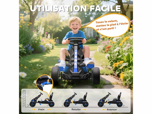 Kinder pedaalkart - blauw - afbeelding 6 van  8