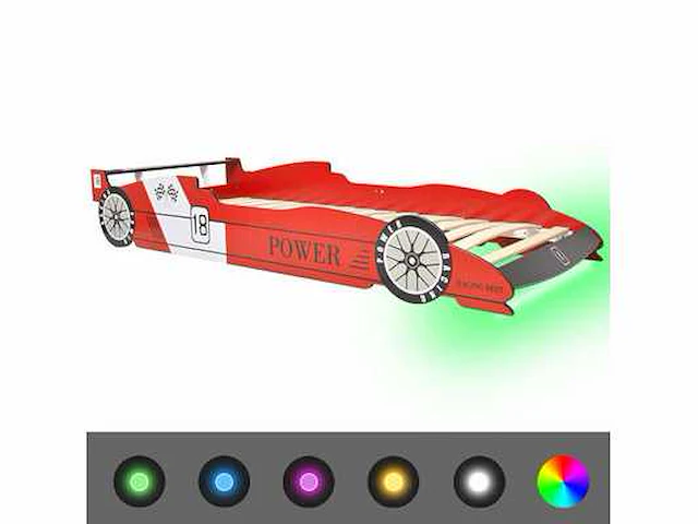 Kinder racewagen bed met led 90 x 200 cm rood - levering enkel in belgië - afbeelding 2 van  8