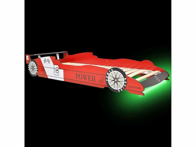 Kinder racewagen bed met led 90 x 200 cm rood - levering enkel in belgië - afbeelding 3 van  8