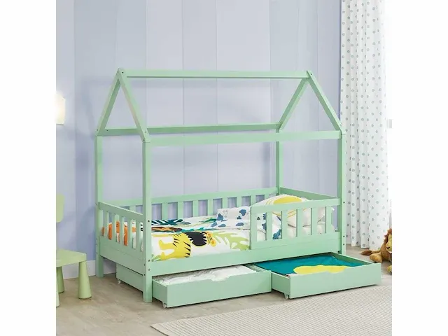 Kinderbed 80 x 160 cm met 2-delige bedstee - afbeelding 1 van  4