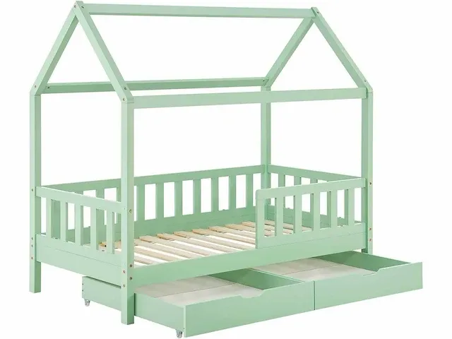 Kinderbed 80 x 160 cm met 2-delige bedstee - afbeelding 2 van  4