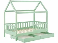 Kinderbed 80 x 160 cm met 2-delige bedstee - afbeelding 2 van  4