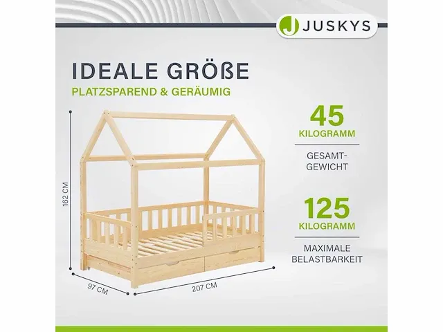 Kinderbed 90 x 200 cm met 2-delige bedstee - afbeelding 2 van  3