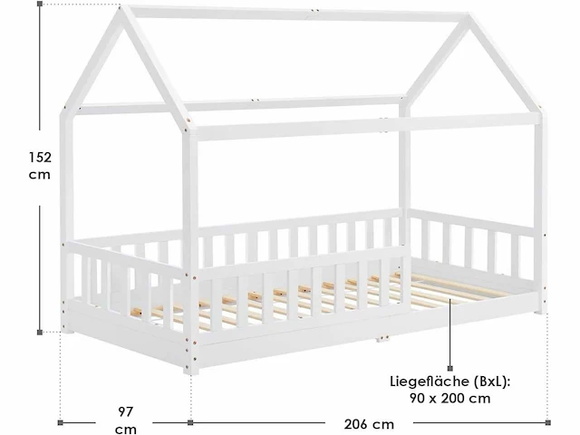 Kinderbed 90 x 200 cm met valbeveiliging - afbeelding 3 van  4