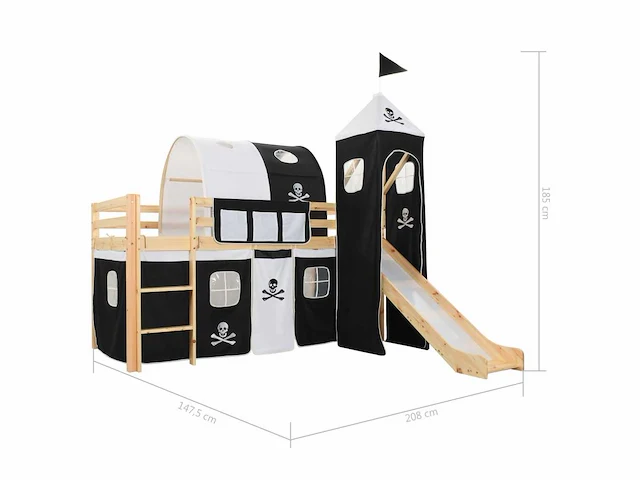 Kinderhoogslaper met glijbaan en ladder grenen 97x208 cm - levering alleen in belgië - afbeelding 6 van  6