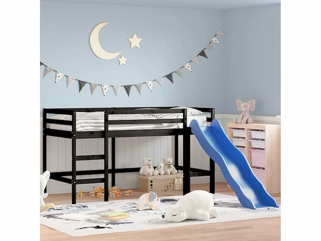 Kindertussenbed zonder matras met glijbaan 90x190 cm - afbeelding 3 van  10