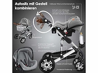 Kinderwagen 3 in 1 kinderwagen combo set compleet met reiswieg en kinderwagen sportzitje en reiswieg - afbeelding 10 van  11