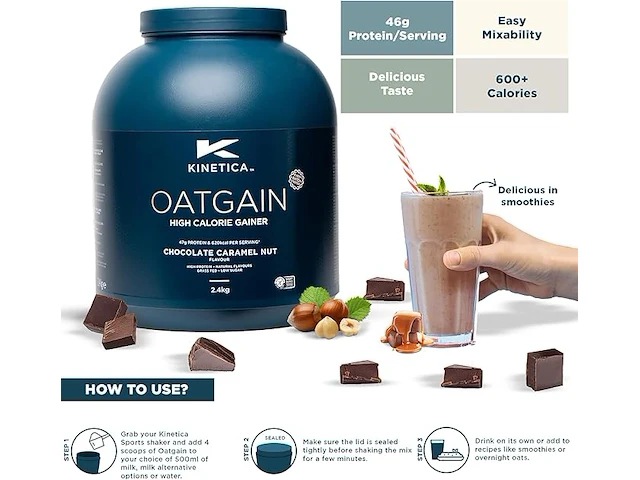 Kinetica oatgain weight gainer 600+ - afbeelding 2 van  3