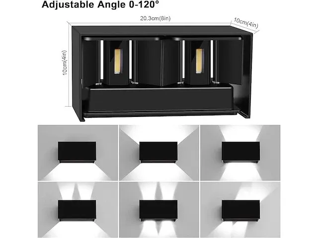 Kingwen 20 w led-buitenlampen 4-delig wandlamp binnen/buiten - afbeelding 2 van  4