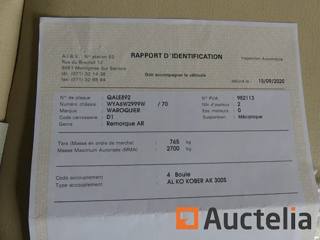 Kipwagen dubbelassig aluminium waroquier bi 27 - afbeelding 2 van  19