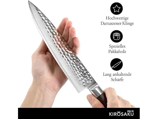 Kirosaku premium damascus mes 20 cm - afbeelding 3 van  4