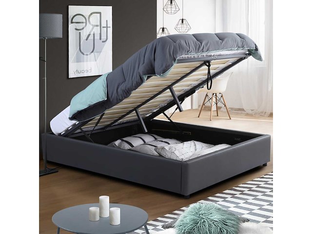 Kistbed 140x190cm met bedbodem - pvc grijs - afbeelding 2 van  8