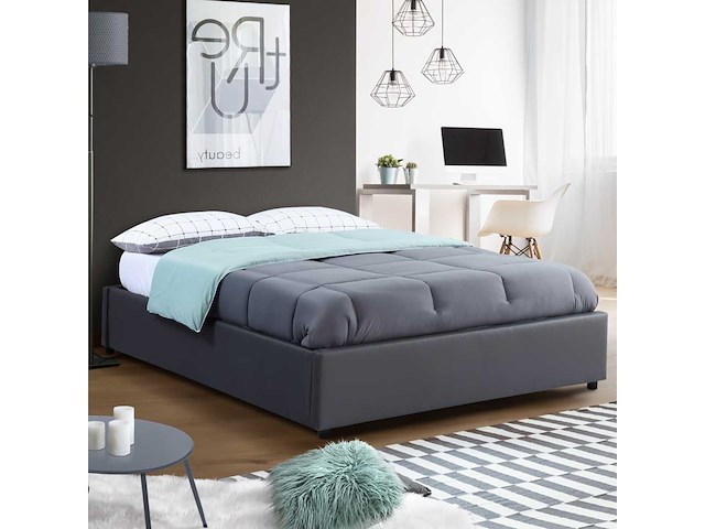 Kistbed 140x190cm met bedbodem - pvc grijs - afbeelding 5 van  8