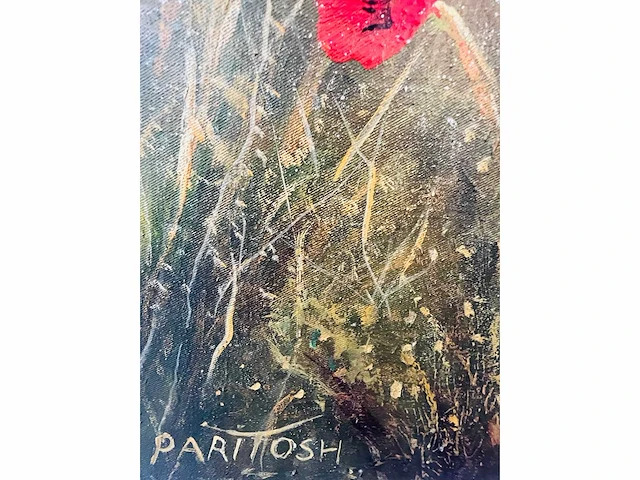 Klaas julsing - landschap met klaprozen - acryl op doek - afbeelding 2 van  13