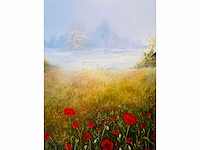 Klaas julsing - landschap met klaprozen - acryl op doek - afbeelding 1 van  13