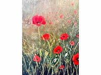 Klaas julsing - landschap met klaprozen - acryl op doek - afbeelding 6 van  13