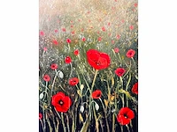 Klaas julsing - landschap met klaprozen - acryl op doek - afbeelding 7 van  13
