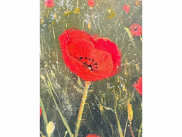 Klaas julsing - landschap met klaprozen - acryl op doek - afbeelding 11 van  13