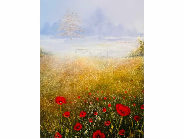 Klaas julsing - landschap met klaprozen - acryl op doek - afbeelding 13 van  13