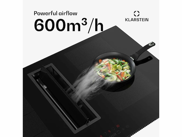 Klarstein chef - fusion down air system inductiekookplaat + downair afzuigkap - zwart - afbeelding 4 van  15