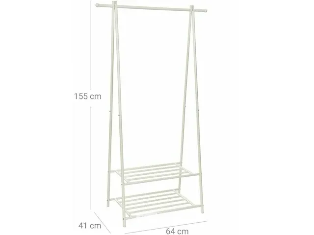 Kledingrek - wit - metaal - 87,5x155x41 - afbeelding 3 van  3