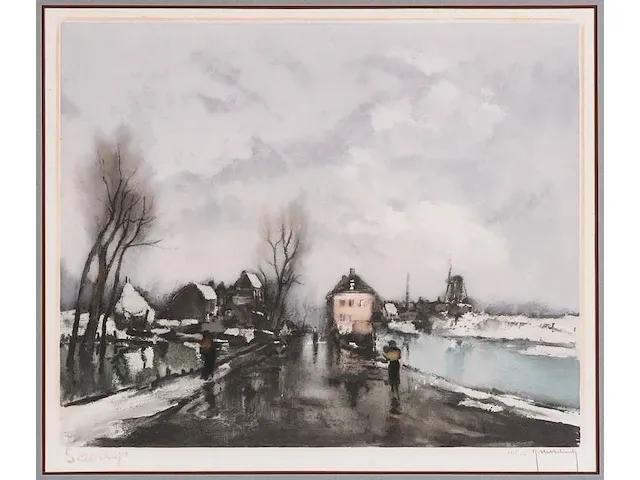 Kleurlithografie naar albert saverys - afbeelding 1 van  5