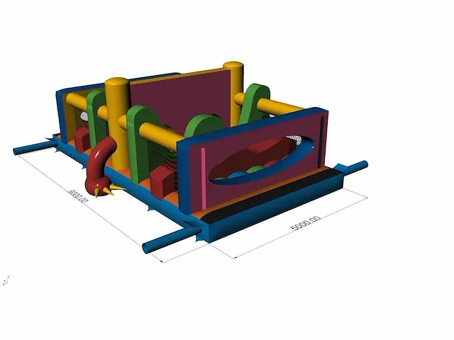 Kleurrijke en vol obstakels gevulde hindernisbaan van 9m x 5m - afbeelding 2 van  3