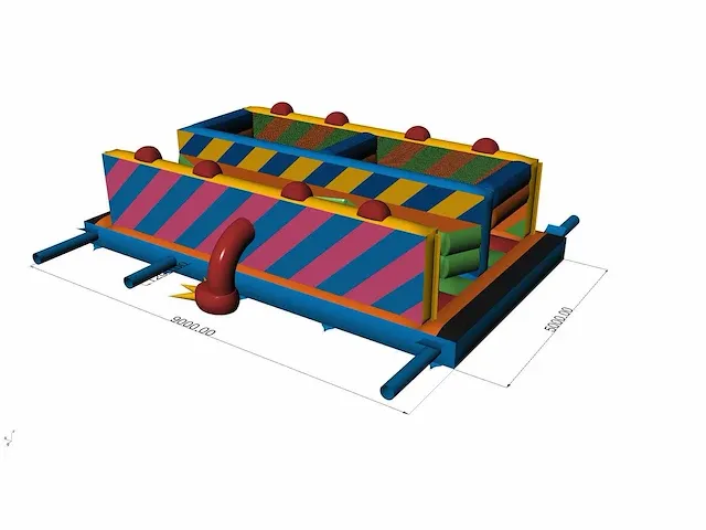 Kleurrijke en vol obstakels gevulde hindernisbaan van 9m x 5m - afbeelding 2 van  4