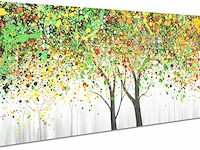 Kleurrijke levensboom ingelijste canvasprint - afbeelding 1 van  4