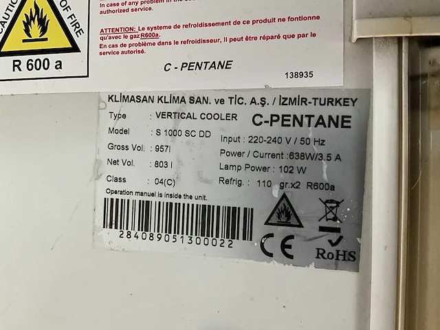 Klimasan vertical cooler koelvitrine - afbeelding 2 van  2