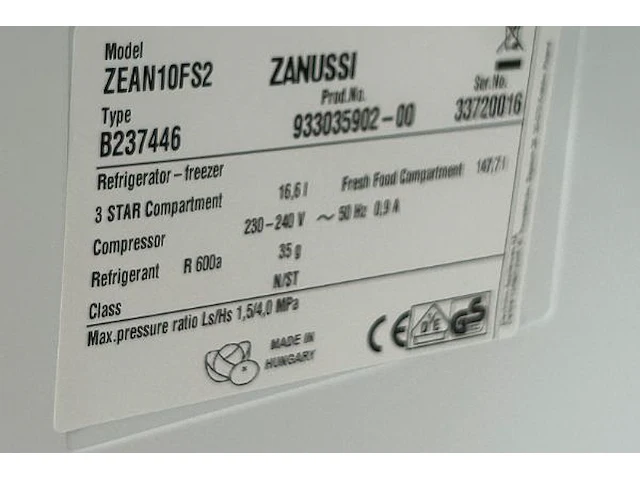 Koelkast met vriesvak zanussi - afbeelding 6 van  7