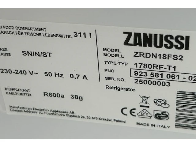 Koelkast zanussi - afbeelding 3 van  8