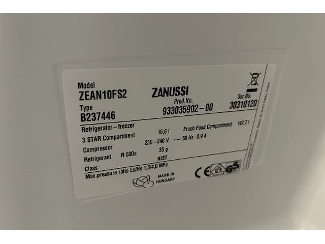 Koelkast zanussi - afbeelding 6 van  7