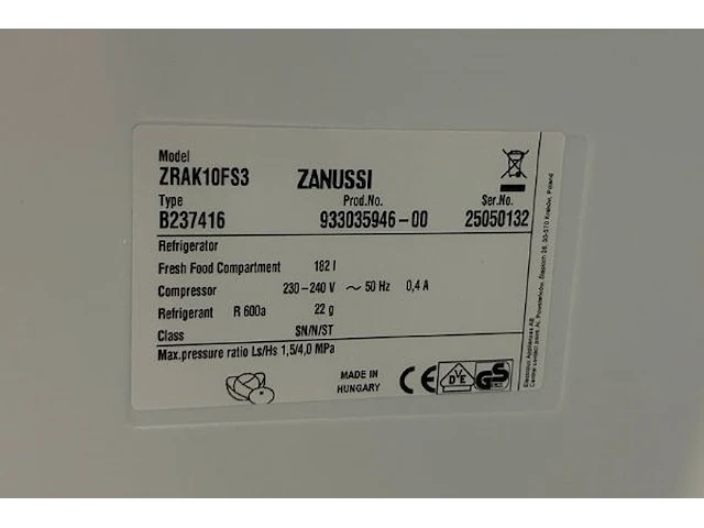 Koelkast zanussi - afbeelding 4 van  5