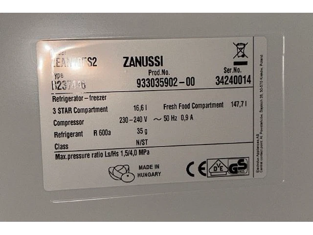 Koelkast zanussi - afbeelding 4 van  5