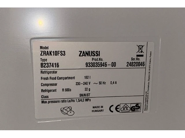 Koelkast zanussi - afbeelding 4 van  5