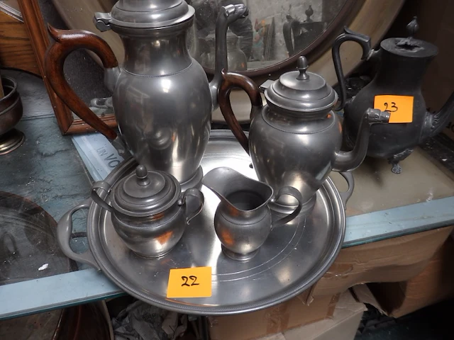 Koffiezet tin gestempeld 5x - afbeelding 1 van  3