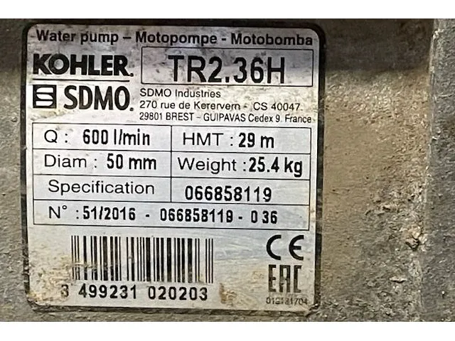 Kohler sdmo vuilwaterpomp - afbeelding 4 van  5