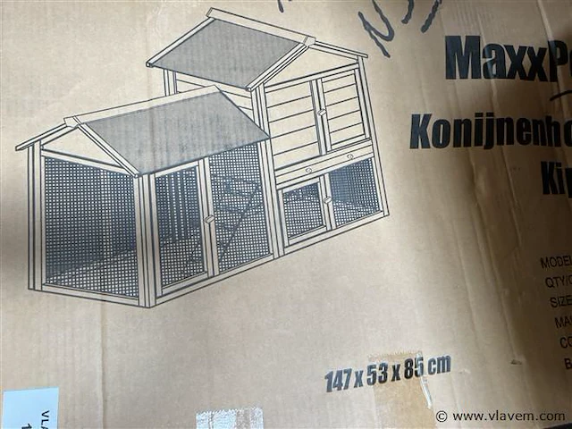 Konijnen-kippenhok, 147 x 53 x 85 cm - afbeelding 1 van  1