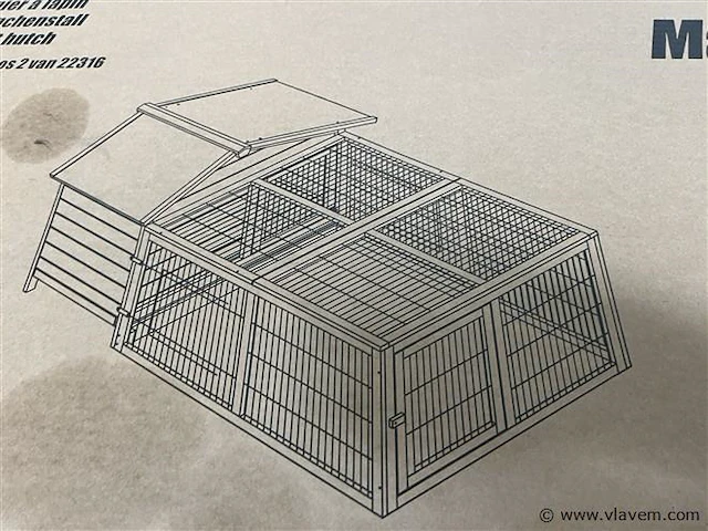 Konijnenhok (2 dozen) 147 x 96 x 69 cm - afbeelding 1 van  4