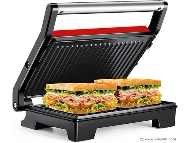 Kontakt grill/bakplaat -vleesgril bakplaat rood - afbeelding 3 van  10