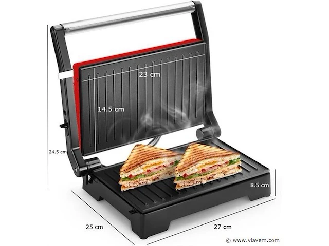 Kontakt grill/bakplaat -vleesgril bakplaat rood - afbeelding 4 van  10
