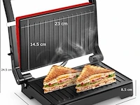 Kontakt grill/bakplaat -vleesgril bakplaat rood - afbeelding 4 van  10