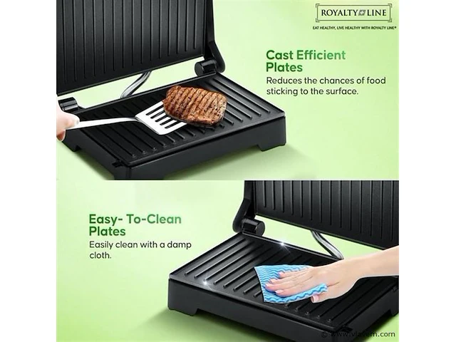 Kontakt grill/bakplaat -vleesgril bakplaat rood - afbeelding 5 van  10