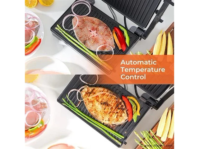 Kontakt grill/bakplaat -vleesgril bakplaat zwart - afbeelding 9 van  9