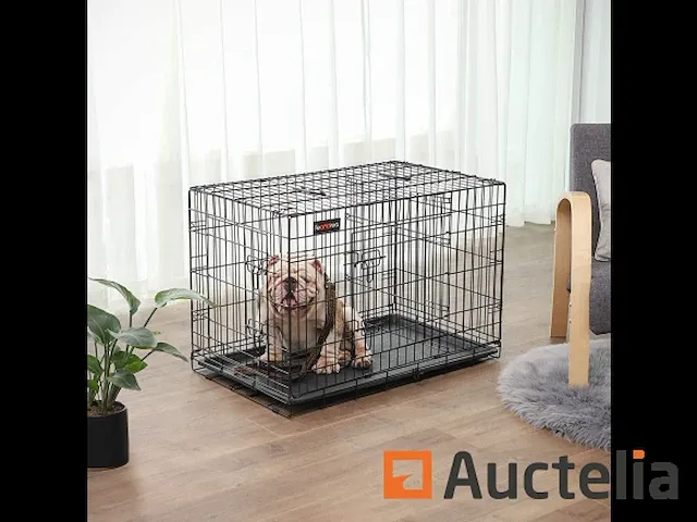 Kooi voor hond, met 2 deuren, 92,5 x 57,5 x 64 cm - afbeelding 1 van  9