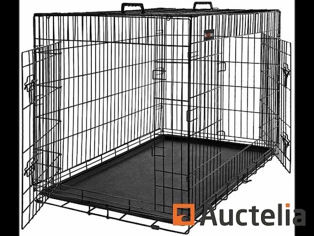 Kooi voor hond, met 2 deuren, 92,5 x 57,5 x 64 cm - afbeelding 4 van  9