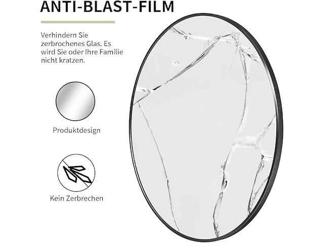 Koonmi 50 cm ronde spiegel zwart ronde spiegel - afbeelding 3 van  4