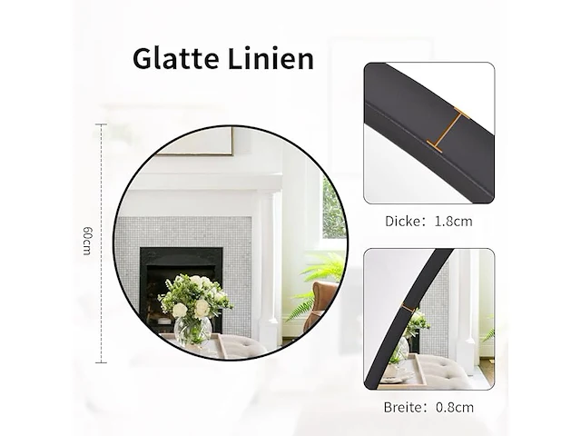 Koonmi 60 cm ronde spiegel - afbeelding 2 van  4